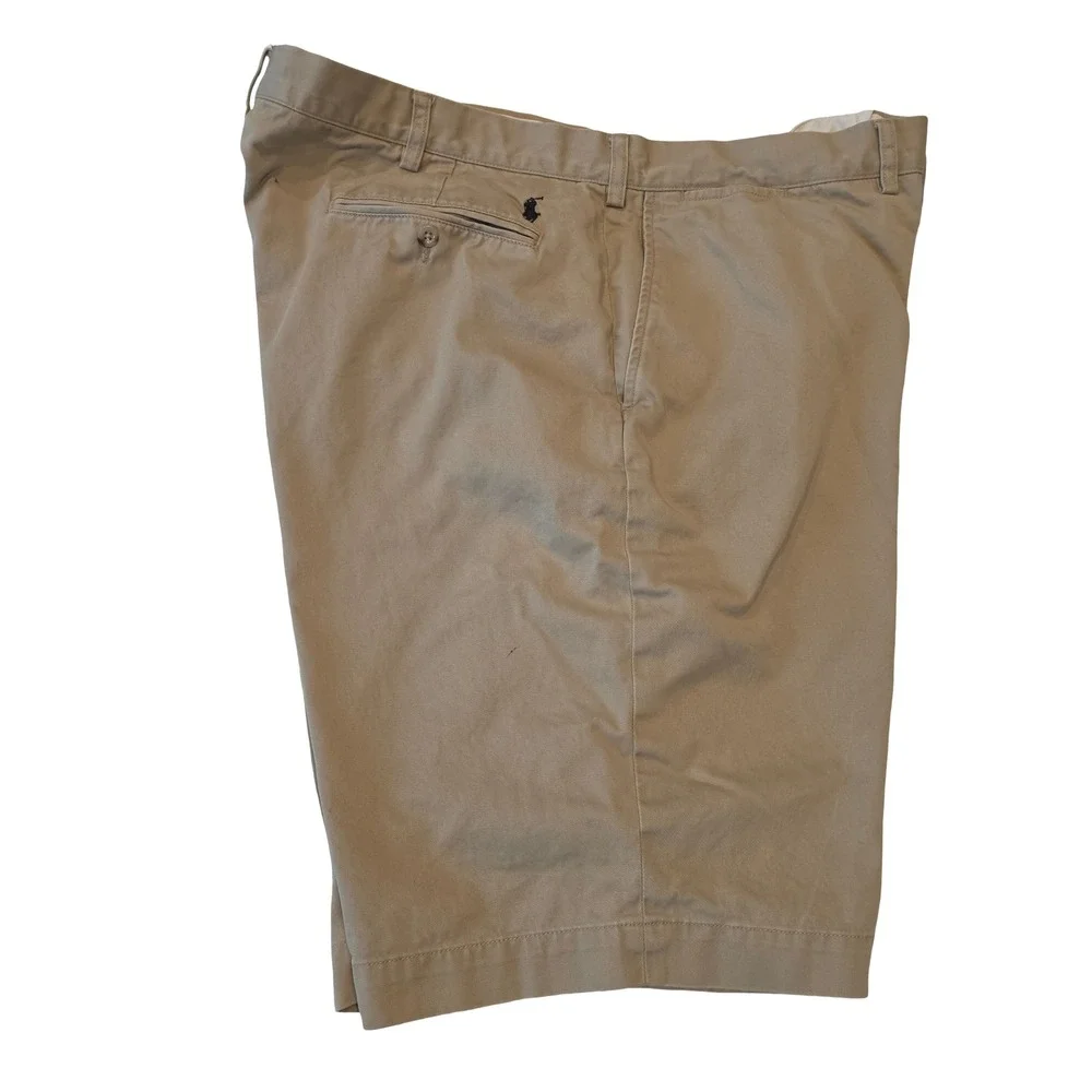 VTG Polo Ralph Lauren Mens Chino Shorts Tan Khaki Classic Fit 44T INK SPOTS
